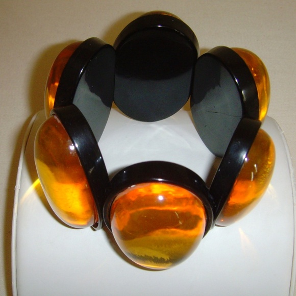 Gerda Lynggaard MONIES Amber Lucite and Animal Print Themed Statement Bracelet - Picture 13 of 16